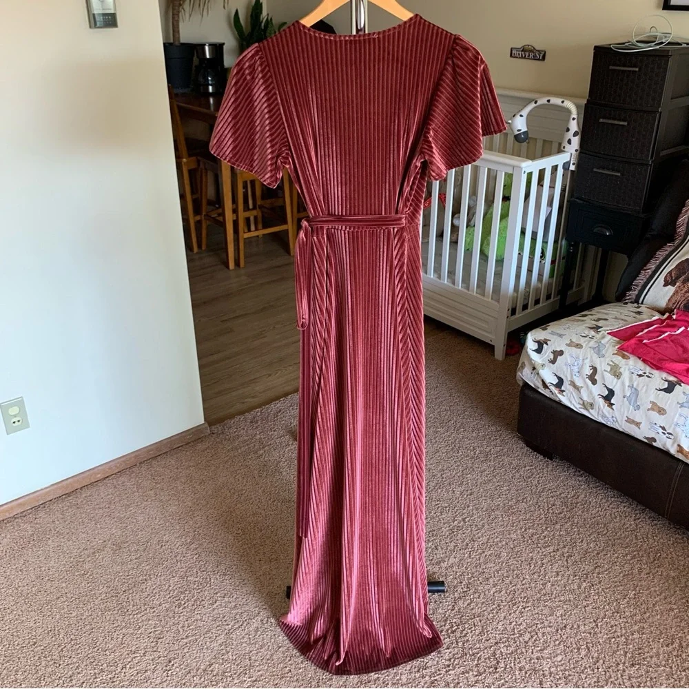 Baltic Born Andi Ribbed Velvet Wrap Dress Size XS - Picture 5 of 9